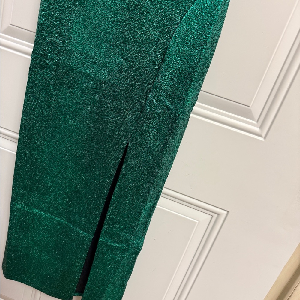 Haute Monde Shimmering Green bodycon midi Dress nwt - Picture 5 of 8